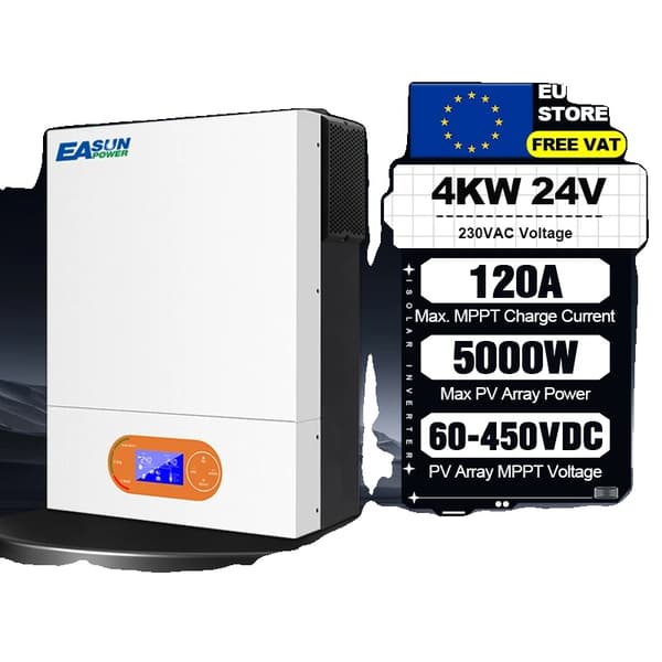 Hybrid Solar Inverter, 24V 120A MPPT, Puhtaan Sinimuotoisen Aallon Ulostulo,SMR-II-4KW-Wifi
