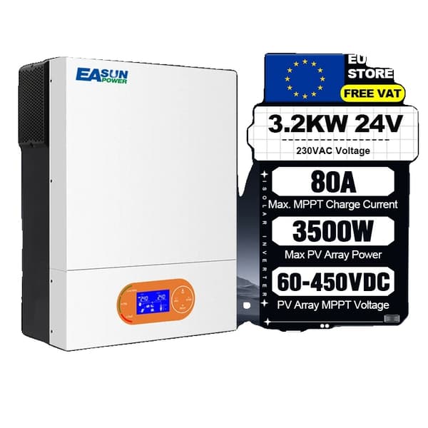 Hybrid Solar Inverter, 24V 120A MPPT, Puhtaan Sinimuotoisen Aallon Ulostulo,SMR-II-3.2KW-Wifi