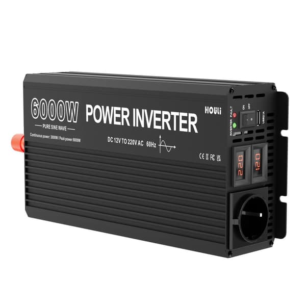 HOULI Tehoinvertteri, 2000W - 6000W Teho, Puhtaan Sinimuotoisen Aallon Teknologia,6000 W, 12V-220 V