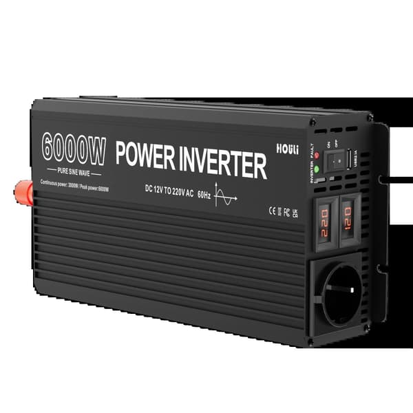 HOULI Tehoinvertteri, 2000W - 6000W Teho, Puhtaan Sinimuotoisen Aallon Teknologia,6000 W, 12V-220 V