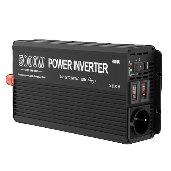 HOULI Tehoinvertteri, 2000W - 6000W Teho, Puhtaan Sinimuotoisen Aallon Teknologia,5000 W, 12V-220 V