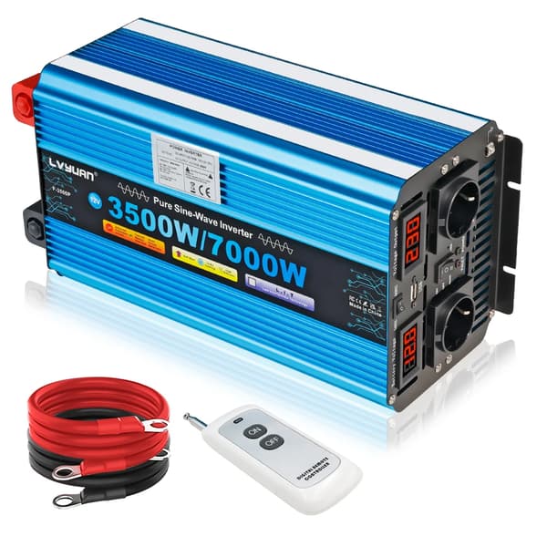 Ren sinuskurve inverter, 3500W kontinuerlig effekt, 7000W spidseffekt,12V 220V EU, 50 Hz