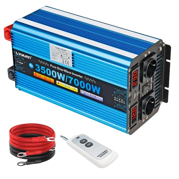Ren sinuskurve inverter, 3500W kontinuerlig effekt, 7000W spidseffekt,12V 220V EU, 50 Hz