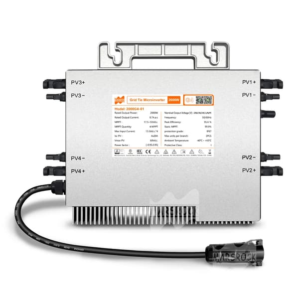2000W Mikro Solinvert, 2400W Maximal Utgång, Smart Enhetsintegration,2000W, AC 230V, DC 22-50V