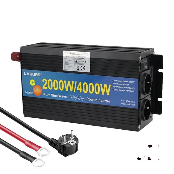 UPS-invertteri, 2000W jatkuva teho, puhdas sinimuotoinen lähtö,12V220V EU