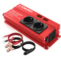 Pikkukuva 1 / 2: 2600W Tehoinvertteri, 3 AC-pistoketta, 4 USB-porttia,12 V 2600W punainen EU