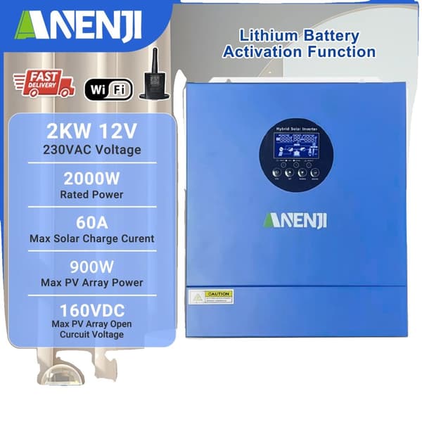 Aurinkosuuntaaja, 2000W / 4000W Nimellisteho, Puhtaan sinimuotoisen aallon ulostulo,2000W-12V WiFi:llä