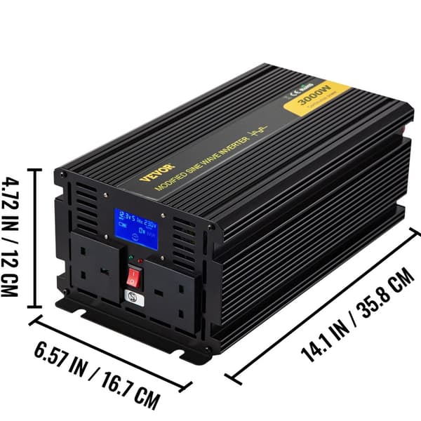 Muokattu sinimuotoinen invertteri, LCD-näyttö, LED-indikaattorit,3000W DC12V AC240V