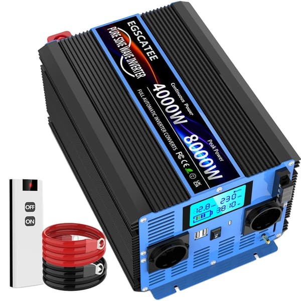 Virta-invertteri, 4000W jatkuva teho, 8000W huipputehon lähtö,12V 230V 8000W EU
