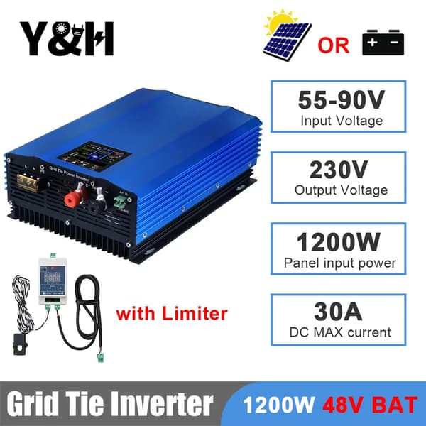 Grid Tie Inverter, 1200W panelindgangseffekt, 48V batterispænding,1200W 48V BAT