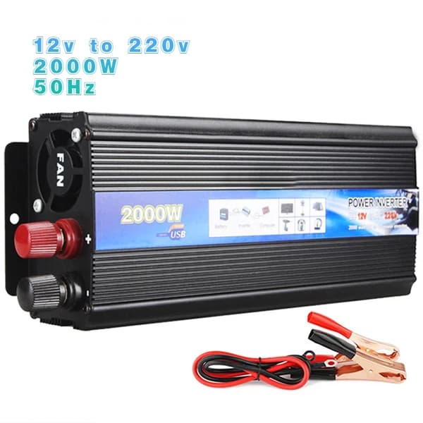 Virta-invertteri, 2000W lähtö, USB-latausportit,12V:sta 220V:iin 2000W