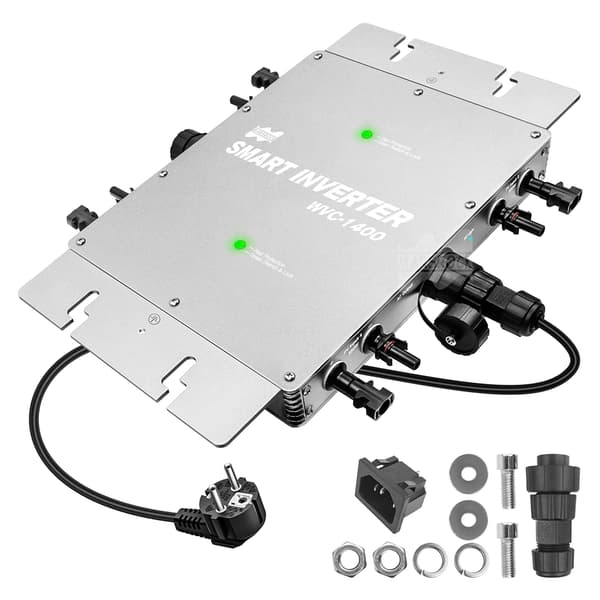 Mars Rock 1400W Aurinkoverkkoon Liitettävä Mikroinvertteri, IP65 Vesitiivis, MPPT Teknologia,1400W DC22-50V, AC 230V, DC 22-50V