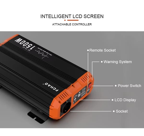 12V til 220V Bil Inverter, 1500W Kontinuerlig Effekt, Ren Sinusbølge Udgivelse,1500W-12V
