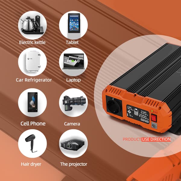 12V til 220V Bil Inverter, 1500W Kontinuerlig Effekt, Ren Sinusbølge Udgivelse,1500W-12V