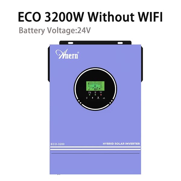 Anern Hybrid Sol inverter, 3.2KW output, 80A MPPT-controller,3.2KW INGEN WIFI 24V, 220-240V
