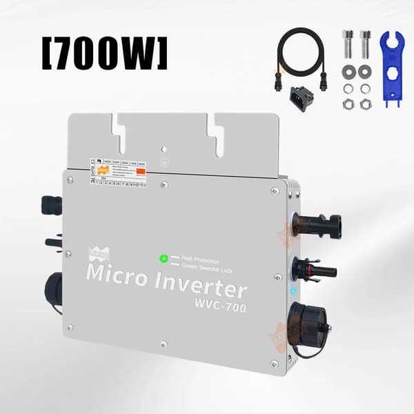 Aurinkomikroinvertteri, 700W Teho, IP65 Vesitiivis Luokitus,Invertteri Sliver, 230V, 22-50V