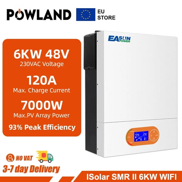 Hybrid Solar Inverter, 6KW / 3.2KW Teho, 93% Huippu Tehokkuus,SMR II 6KW WIFI