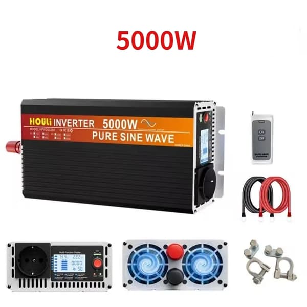 HOULI Ren Sinus Bølge Inverter, 3000W til 6000W Effektudgang, 12V/24V Kompatibilitet,12V-220V, 5000W