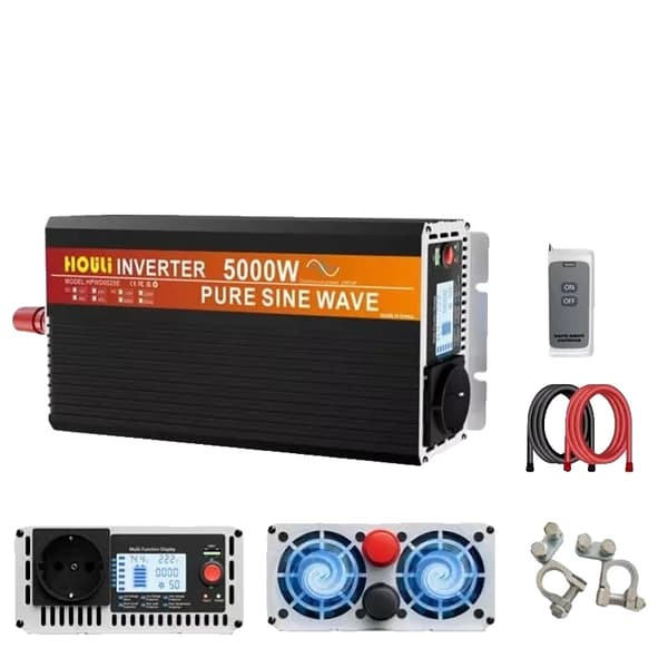 HOULI Ren Sinus Bølge Inverter, 3000W til 6000W Effektudgang, 12V/24V Kompatibilitet,12V-220V, 5000W