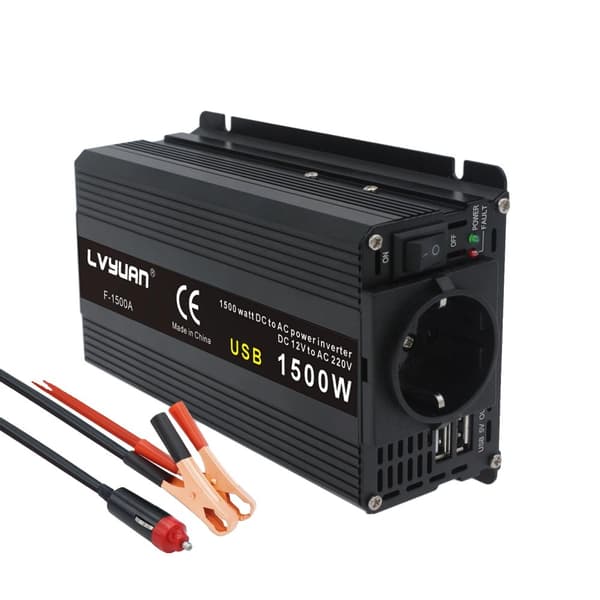 Auton virtamuunnin, 12V:sta 220V/230V:iin lähtö,1500W