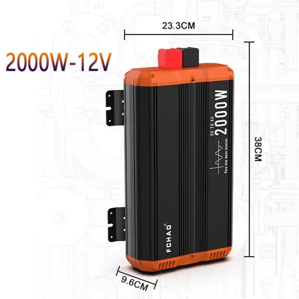 Puhdas sinimuotoinen invertteri, nimellisteho, syöttöjännite 24V, lähtötaajuus 50Hz,2000W-12V