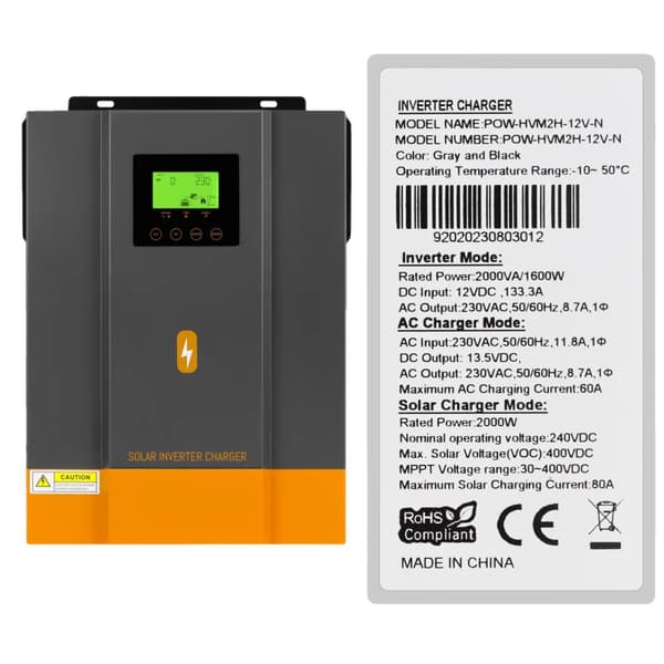 Hybrid Solar Inverter, Teho kapasiteetti, 80A MPPT Aurinkolataaja,2000W