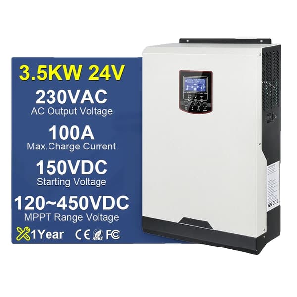 Aurinkohybridimuunnin, 3,5 kW teho, 100 A latausvirta,220-240V, 3.5 kW ei wifiä