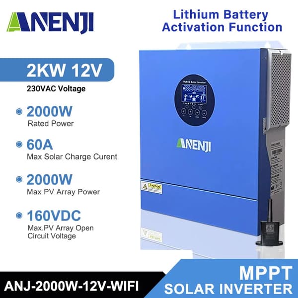 Hybrid Invertti, 2000W Teho, Puhtaan Sinimuotoisen Aallon,220-240V, 2000W-12V