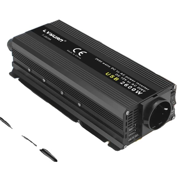 Kannettava virtamuunnin, muokattu sinimuotoaalto, USB-latausmahdollisuus,M2600W-12V-220V