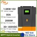 Miniatyrbillede 2 af 2: Hybrid sol inverter, 1,6KW/3KW effektvurdering, 80A maks. ladestøm,POW-1,6KW