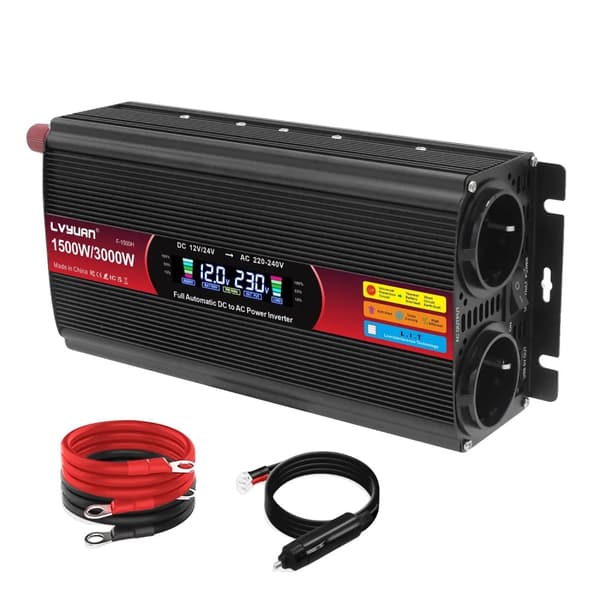 Autoinvertteri, 1500W jatkuva teho, huipputeho 3000W, AC 220V ulostulo,1500W Jatkuva