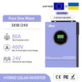 Miniatyrbillede 2 af 2: Hybrid sol inverter, 3000W effekt, 24V indgangsspænding,3000W 24V INGEN WIFI, 220-240V