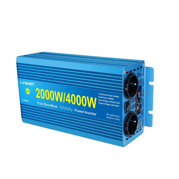 Ren sinusvågsomvandlare, 2000W kontinuerlig effekt, 4000W topp effekt,4KW 24V 220V 50HZ EU
