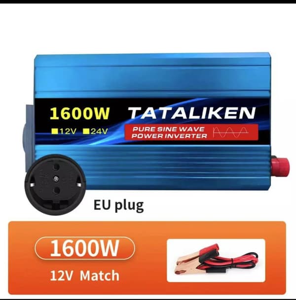 Puhdas sinimuotoinen invertteri, Syöttöjännite DC 12V/24V, Ulostulojännite AC 220V±10%, Nimellisteho 1500W,1600W-12V