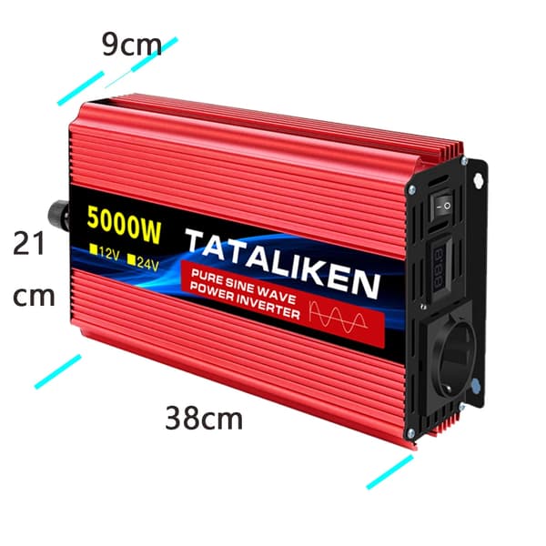 Puhdas sinimuotoinen invertteri, Syöttöjännite DC 12V/24V, Ulostulojännite AC 220V±10%, Nimellisteho 1500W,5000W-12V