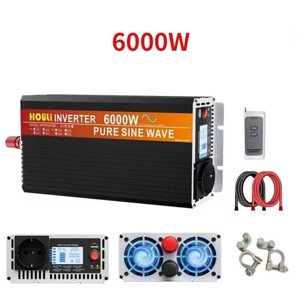 HOULI Inverter, 6000W, Effektiv Energi Håndtering,6000W, 12V-220V
