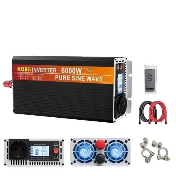 HOULI Inverter, 6000W, Effektiv Energi Håndtering,6000W, 12V-220V