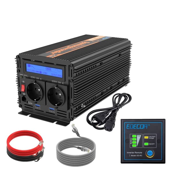 UPS Ren Sinus Inverter, Kontinuerlig Effekt 1500W, Spids Effekt 3000W,12V, 220-240V, TYSKLAND