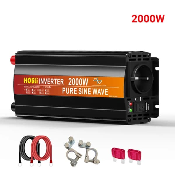 12V - 220V Muunnin, 3000W Teho, Kauko-ohjaustoiminto,2000W, 12V, 220-230V
