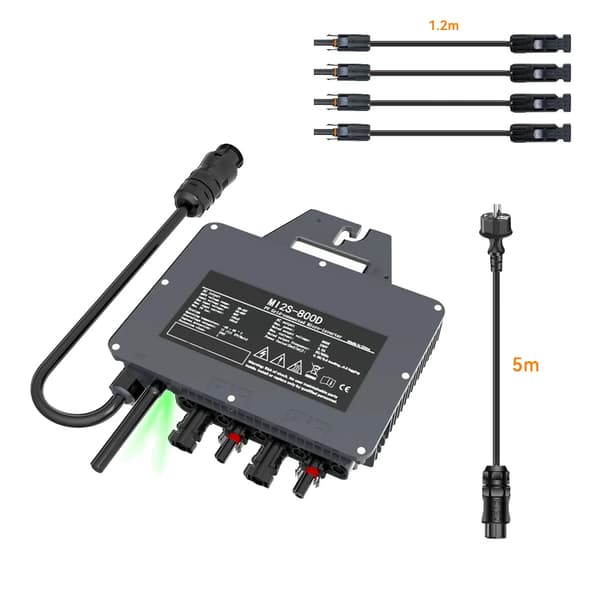 800W Solarmikroinverter, 22-60V DC indgang, 230V udgang,22-50V DC, 230V, 800W med 5M kabel