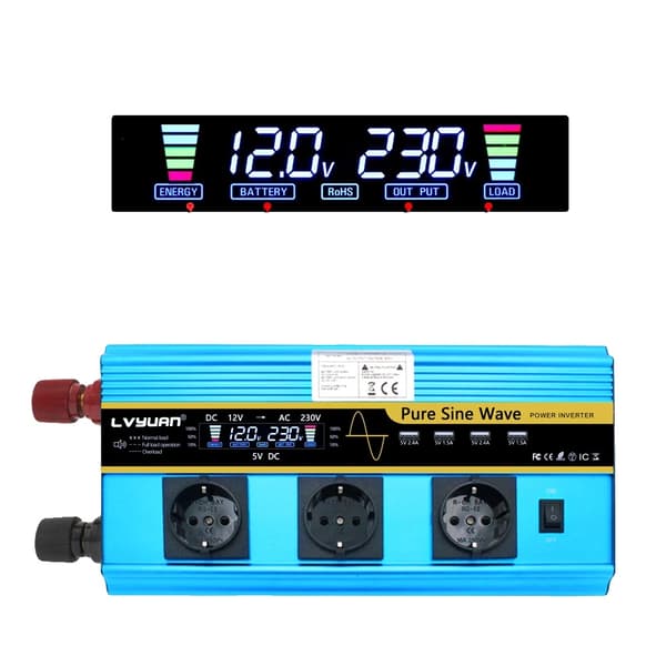 Autoinvertteri, 6000W huipputeho, kaksoisjänniteinput,12V 220V  EU