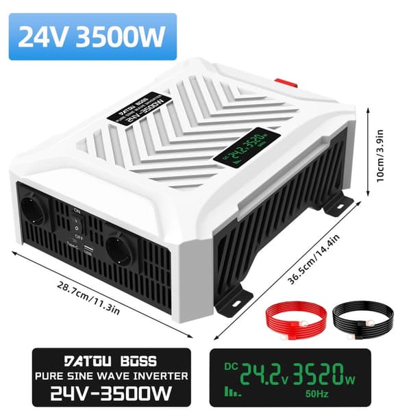 DATOUBOSS Puhdas Sinimuotoinen Invertteri, Nopea USB-lataus,PSWE3500W-24V-A