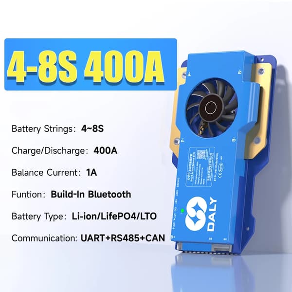 DalyBMS Batteristyringssystem, Indbygget Bluetooth, 150A til 300A Opladningskapacitet,4-8S 400A BMS CAN