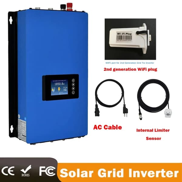 Aurinkoverkkoinvertteri, 2000W maksimi teho, 230VAC nimellisjännite,AC190-260V, 45-90VDC, 2KW-WiFi:llä