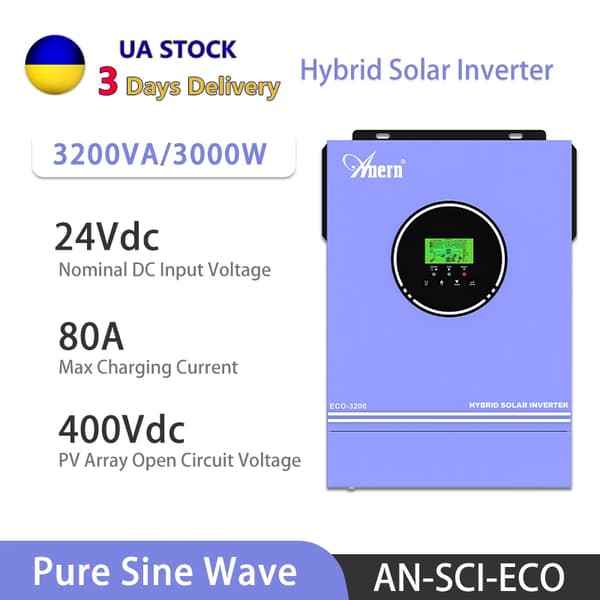 Hybrid Solar Inverter, 4200W / 6200W Teho, Puhtaan Sinimuotoisen Aallon Ulostulo,3000W 24V EI WIFI, 220-240V