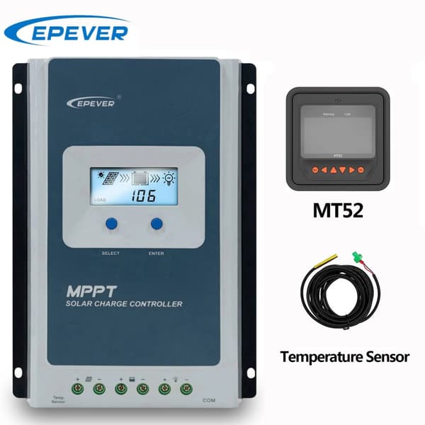 MPPT Aurinkosähkölatausohjain, Akun Yhteensopivuus, 100V Maksimi PV Syöttö,MT52-anturin kanssa, 12V 24V, 10A