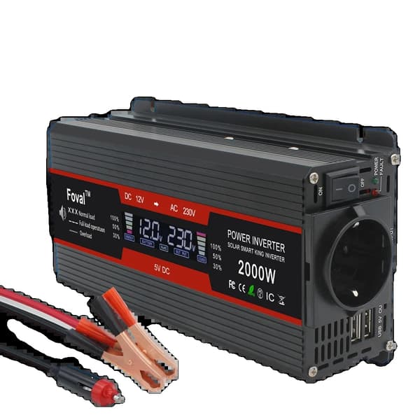 Virta-invertteri, 1500W/2000W/2600W huipputeho, tehokas DC-AC-muunnos,2000W huippu musta