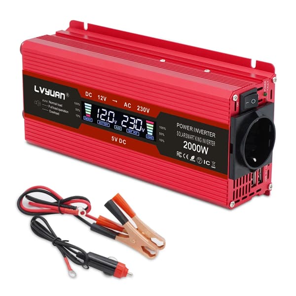 Virta-invertteri, 1500W/2000W/2600W huipputeho, tehokas DC-AC-muunnos,2000W huippu punainen