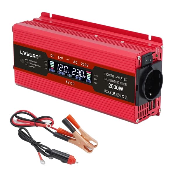Virta-invertteri, 1500W/2000W/2600W huipputeho, tehokas DC-AC-muunnos,2000W huippu punainen