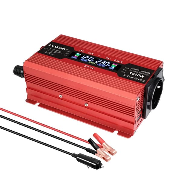Virta-invertteri, 1500W/2000W/2600W huipputeho, tehokas DC-AC-muunnos,1500W huippu punainen